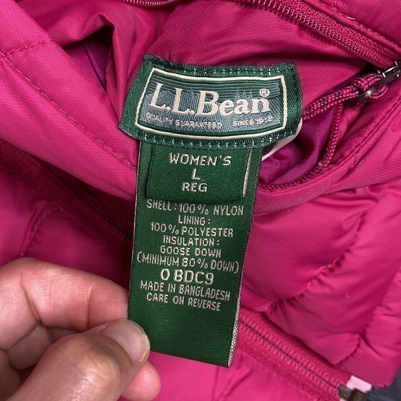 Vintage L.L. Bean 0 BDC9 Pink Gray Reversible Down Puffer Vest Size Large - Picture 6 of 8